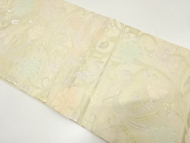 JAPANESE KIMONO / ANTIQUE FUKURO OBI / SILK / WOVEN PHOENIX & FLORAL ARABESQUE